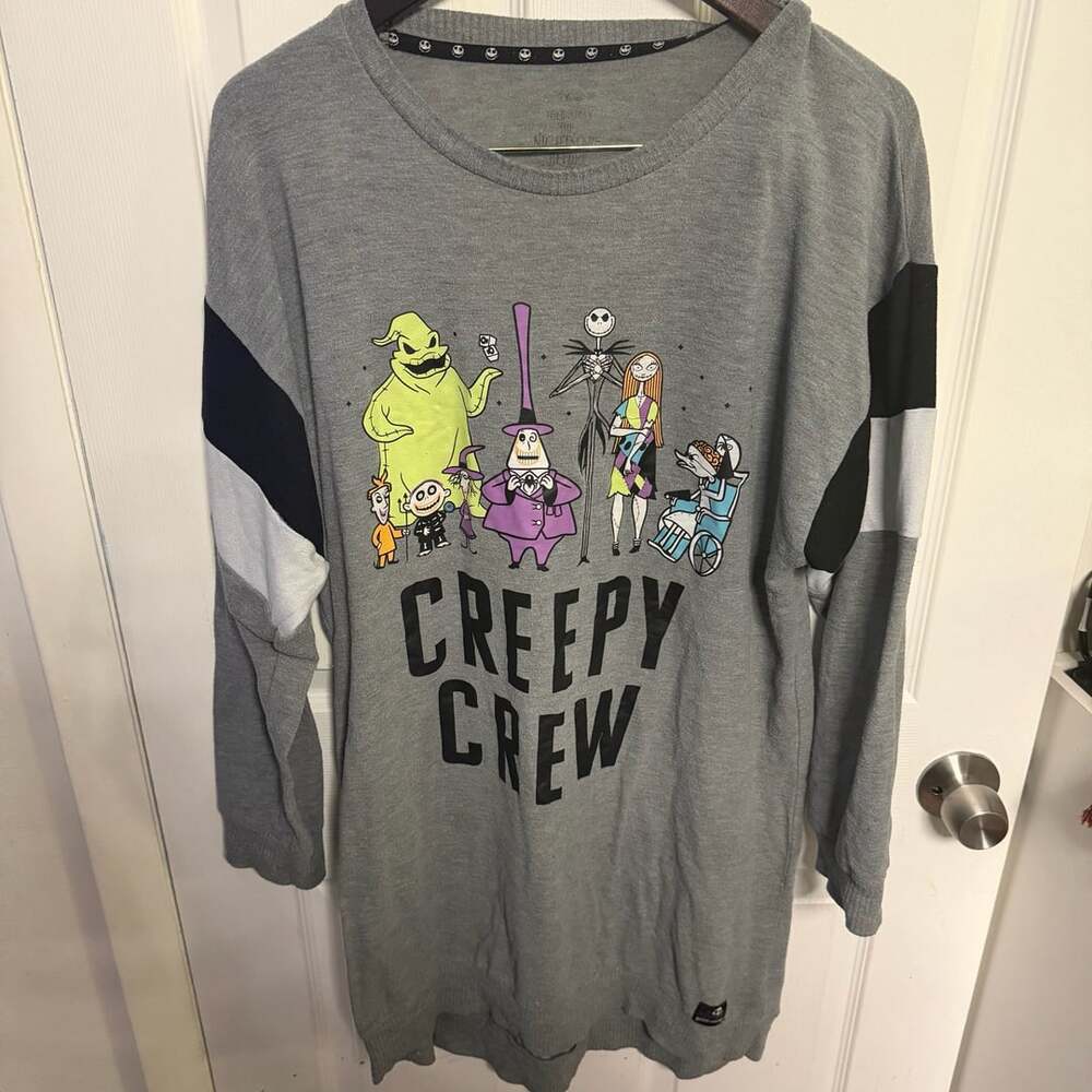 Tim Burton The Nightmare Before Christmas Creepy Crew Sweater Dress Sleep Shirt